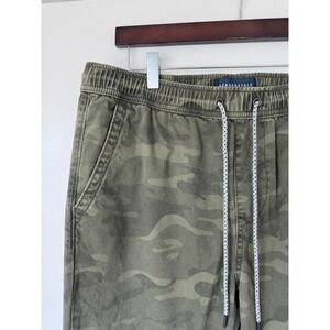 Aeropostale Men's Camouflage Jogger Pants Green Cotton Twill Drawstring Cuff
